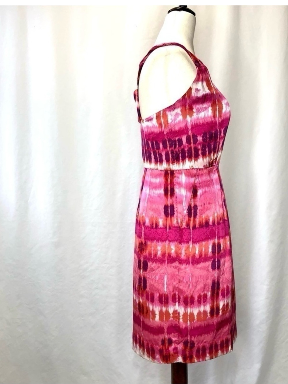 100% Silk Twist Strap Ikat Dress w/Pockets Sz 0 - Picture 3 of 7